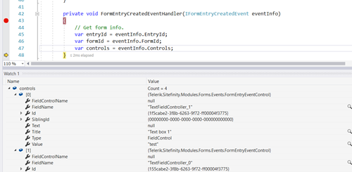Let’s debug to see what form property we can use